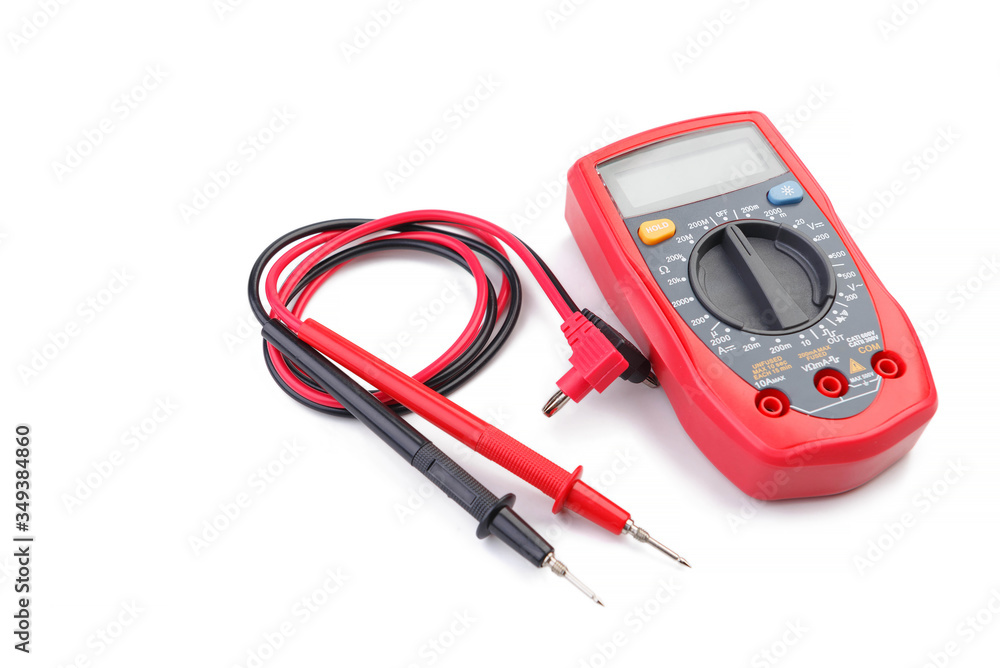Electronic digital multimeter isolated on white background Electronic digital multimeter isolated on white background