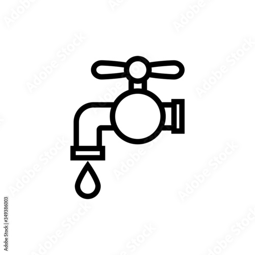 faucet icon template in outline style on white background, faucet symbol vector sign isolated on white background illustration for graphic and web design