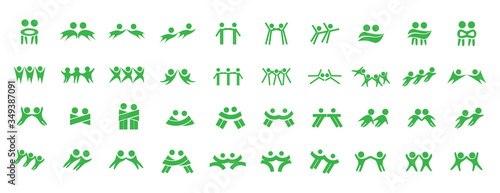Abstract People Logo Set. Human Figure Isolated On White Background. Icons Collection For Human Success, Celebration Logo, Achievement Symbol And Activity. Different Happy People. Figure Logo, Vector © milosdizajn