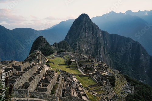 Aerial view of the citadel of Machu Picchu