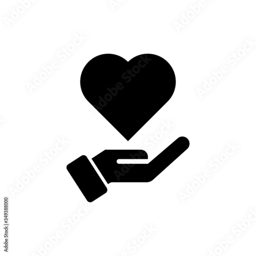 Core values, responsible icon heart symbol in black flat on white background