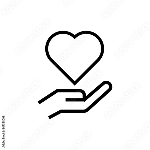 Core values, responsible icon heart symbol in lineart style on white background