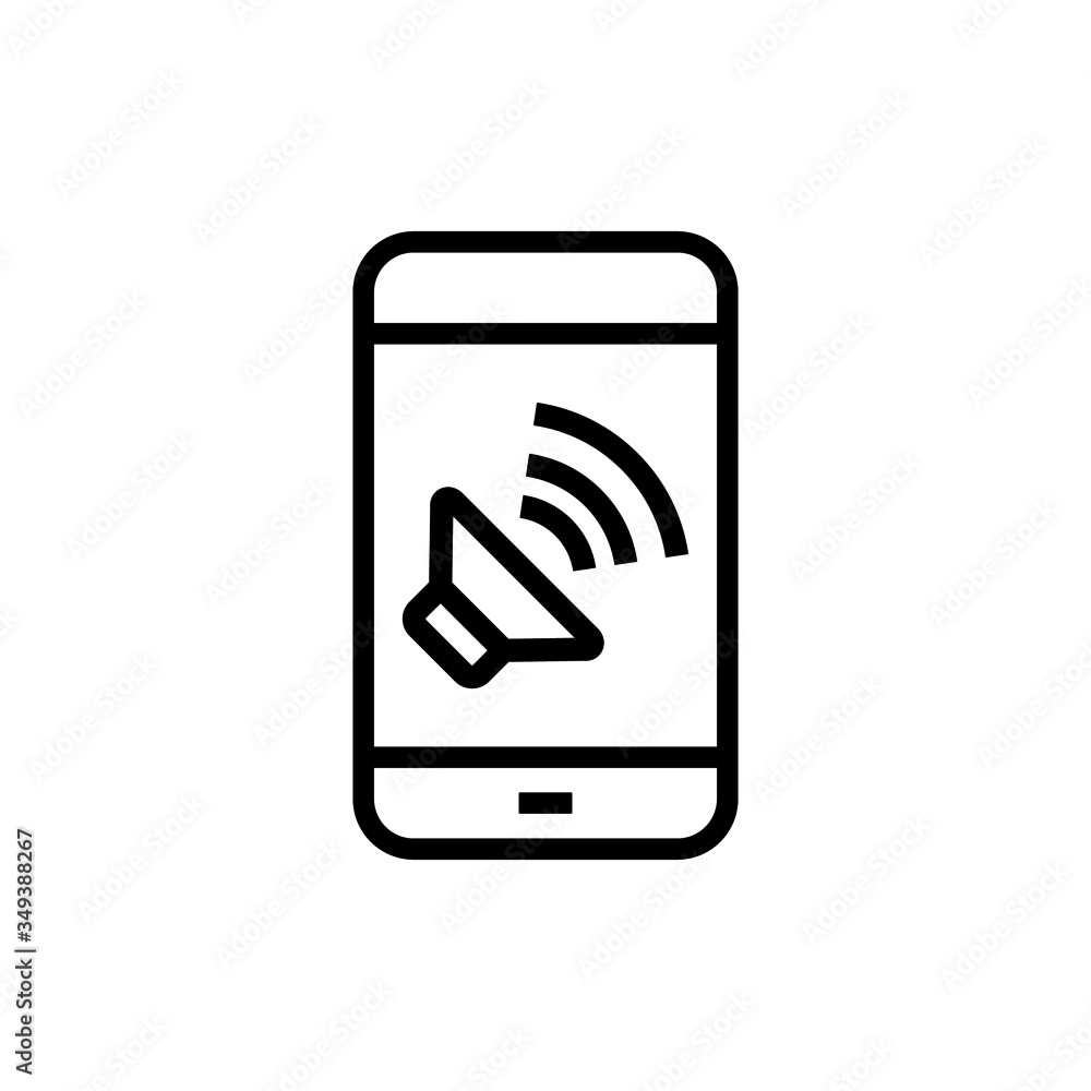 Smartphone icon in lineart style on white background, Mobile speakerphone Smartphone icon in lineart style on white background, Mobile speakerphone