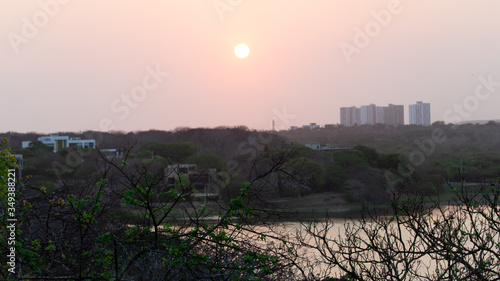 sunset over the city