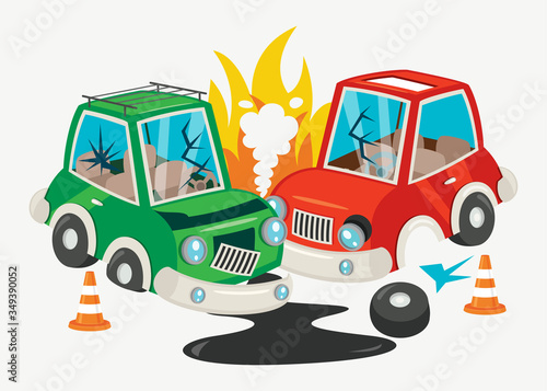 Accident Scene With Car Crash