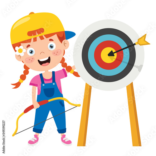 Happy Character Playing Archery Game