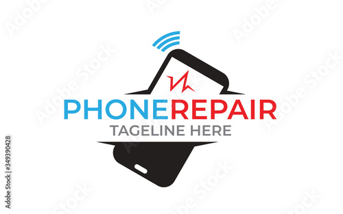 Illustration of phone repair logo can use for mobile shop