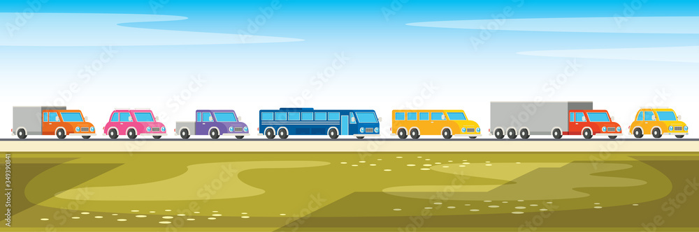 Set Of Various Cartoon Vehicles