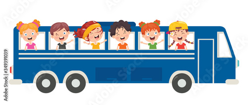 Cartoon Characters Travelling With Vehicle 