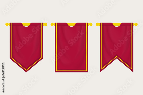 Blank Medieval Hanging Banner. Set of Empty Flags. Template Pennants and Posters