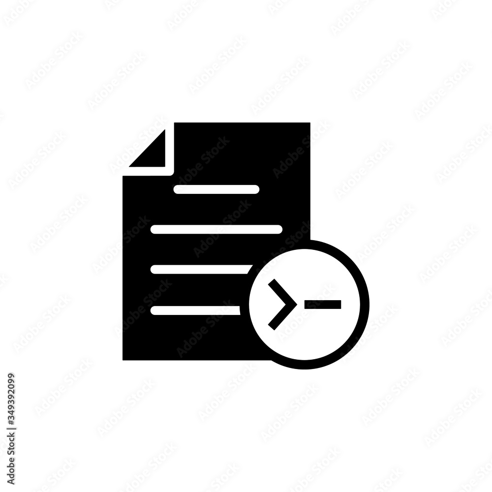 Command document file page icon in black flat on white background, Vector icon Command document file page icon in black flat on white background, Vector icon