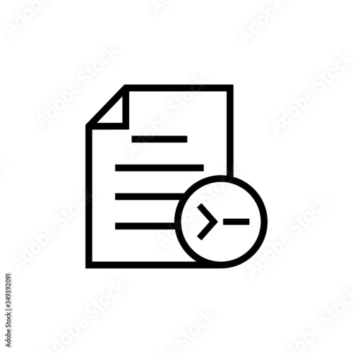 Command document file page icon in outline style on white background, Vector icon