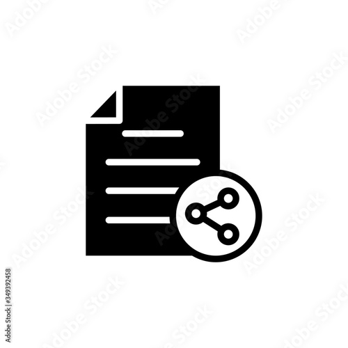 Document file page share sharing social media icon in black flat on white background, Vector icon
