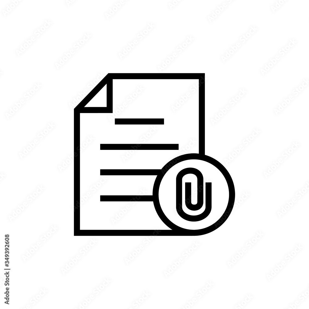 Attachment document file page paper clip icon in outline style on white background, Vector icon Attachment document file page paper clip icon in outline style on white background, Vector icon