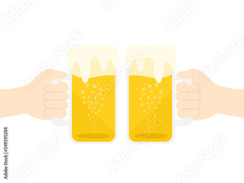生ビールで乾杯するイラスト