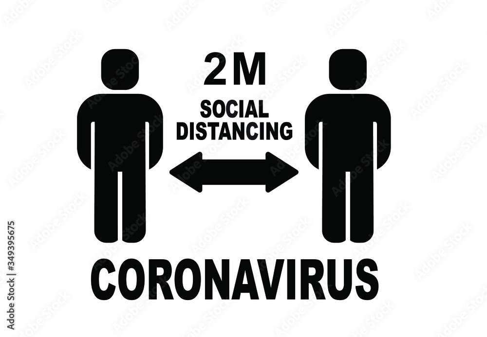 Black White, Social Distancing Icon, Vector Illustration Black White, Social Distancing Icon, Vector Illustration