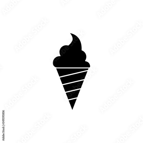simple design of ice cream icon in black flat design on white background