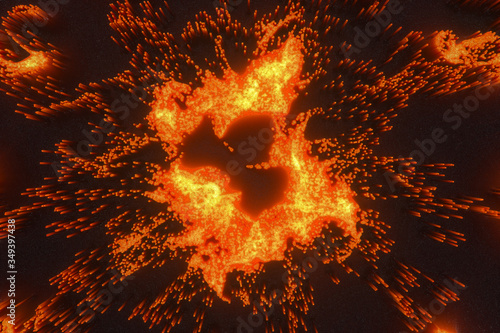 Glowing fiery background, burning firestorm, 3d rendering.