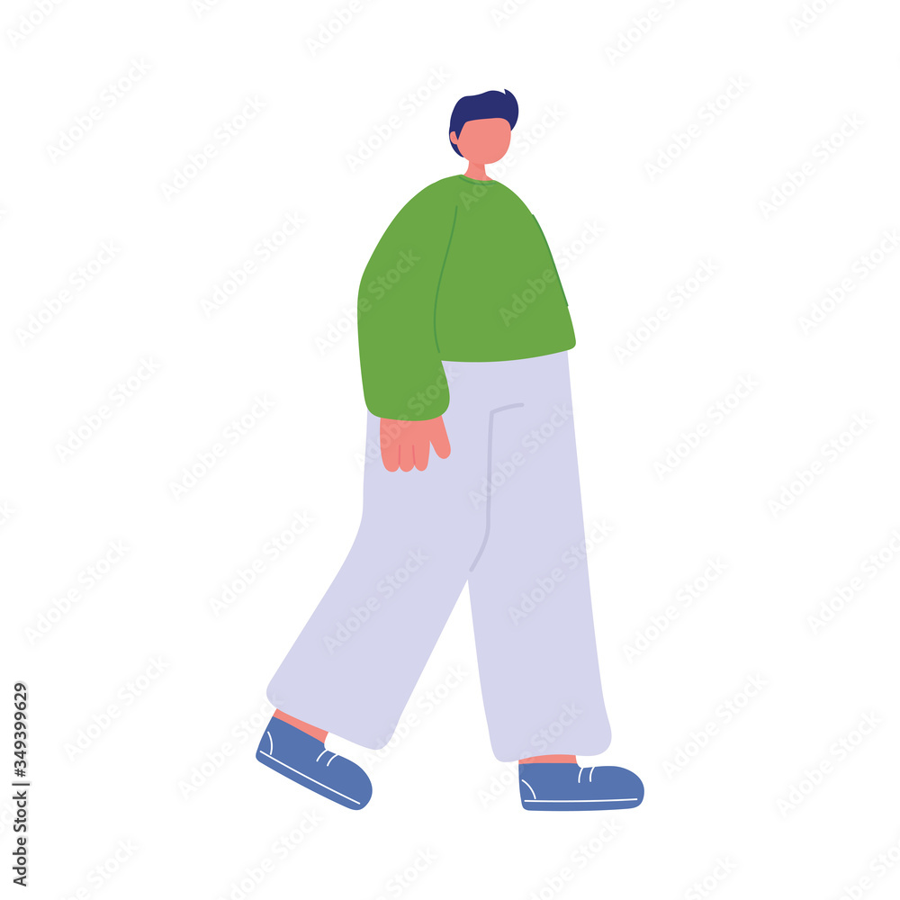 young man walking character carton isolated icon design young man walking character carton isolated icon design