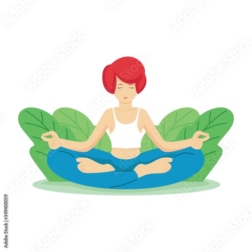 Wallpaper Mural Happy world health day with woman doing yoga Vector. international yoga day Torontodigital.ca