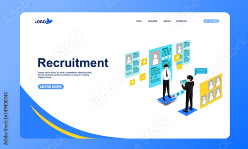 landing page design of recruitment and illustration of website template, this is good for web design