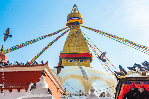 Boudhanath Stupa the largest stupas in the world located in Kathmandu the capital city of Nepal. Boudhanath was built sometime after AD 600 when the Tibetan king, Songtsen Gampo, converted to Buddhist photo