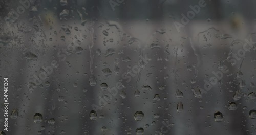 rain drops on window and roof