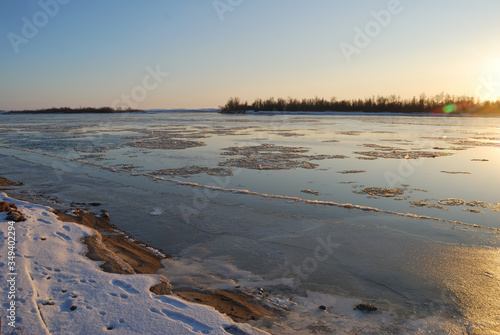 Evening on the Irtysh River  Omsk region  Siberia  Russia