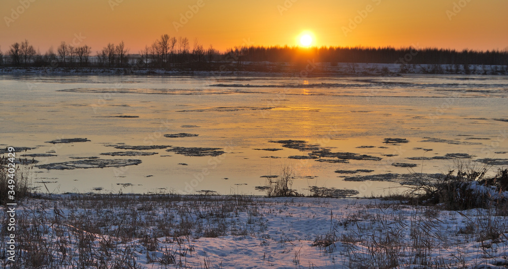 Evening on the Irtysh River, Omsk region, Siberia, Russia Evening on the Irtysh River, Omsk region, Siberia, Russia