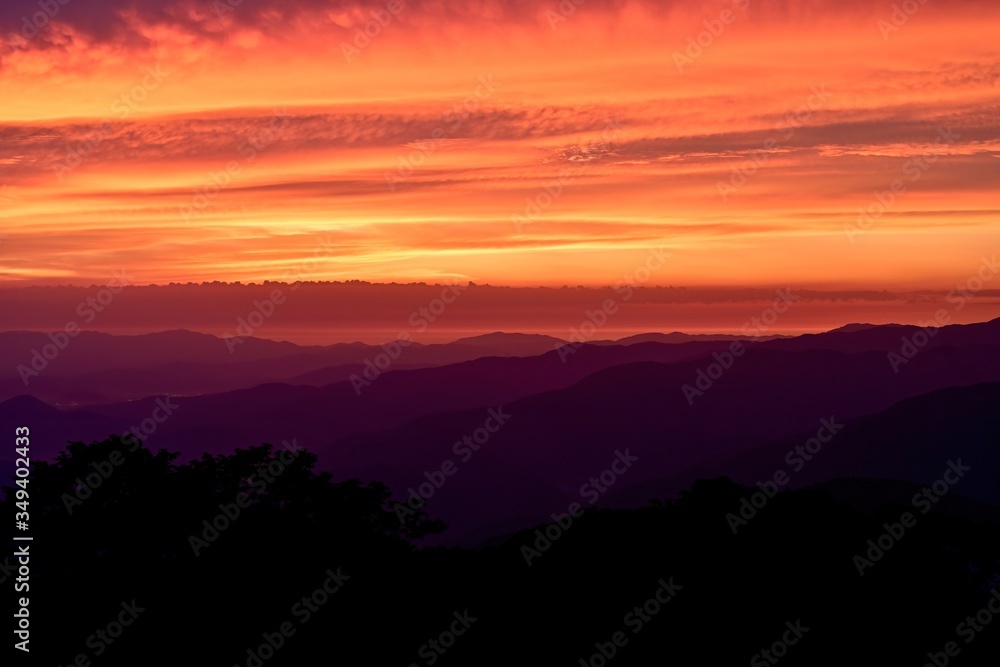 伊吹山で見た日没後の夕焼け情景＠滋賀