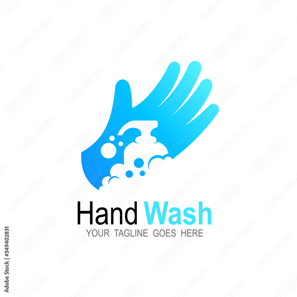 Hand wash logo, Washing hands with soap to prevent virus and bacterial