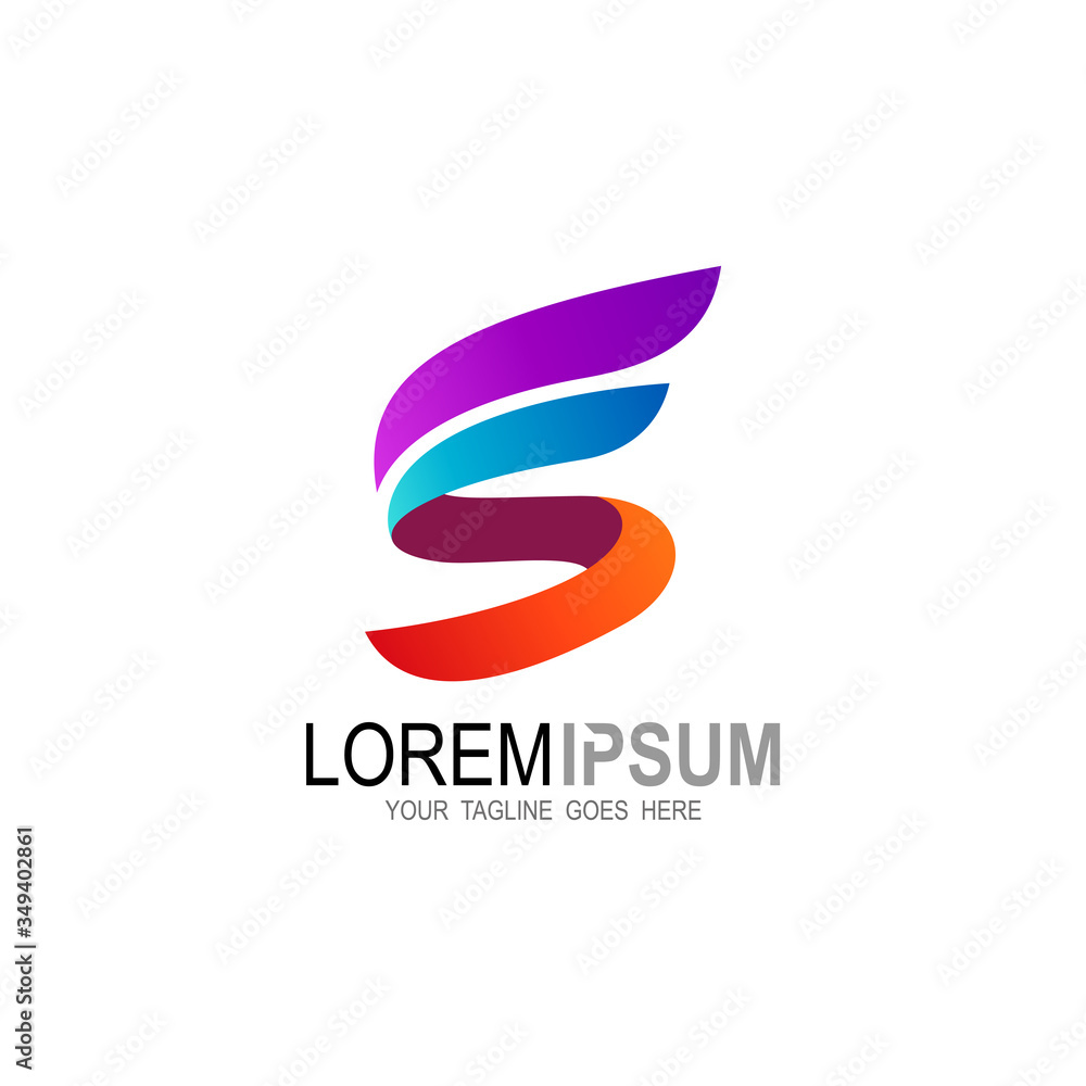 Letter S logo with colorful icons, wing logo Letter S logo with colorful icons, wing logo