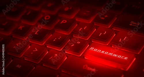 Cyber crime concept -  Ransomware danger warning red color glow. photo