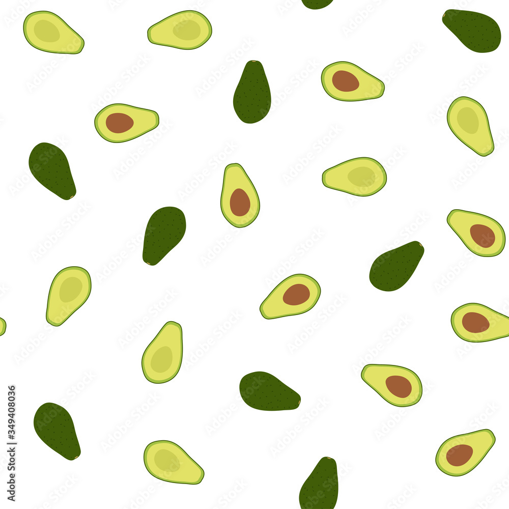 Avocado. Colored Seamless Vector Patterns