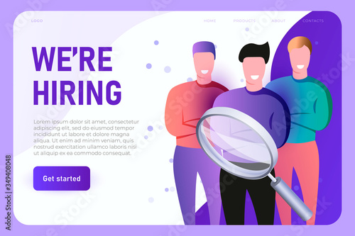 We are hiring. Employees finding illustration concept. Workers search