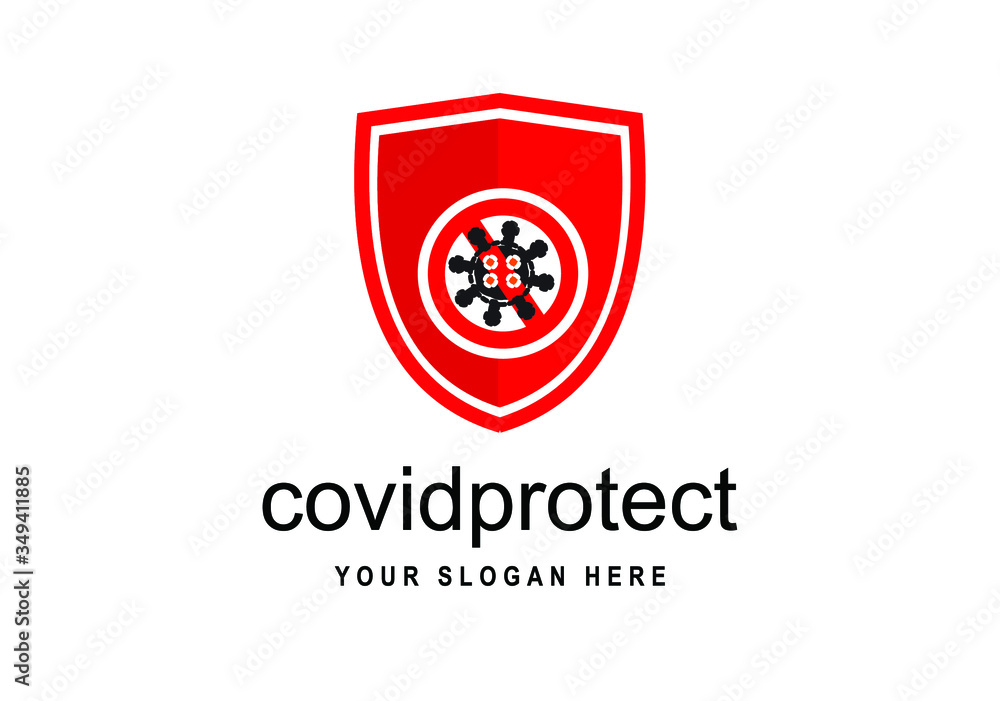 Logo Design. Shield with mask vector logo template. This logo suitable for preventive from virus. Vector