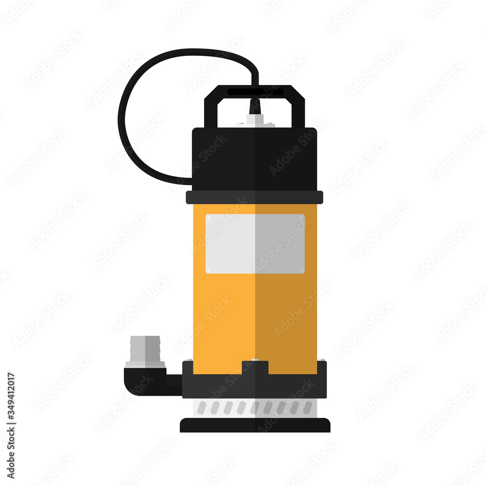 Submersible water pump flat vector design isolated from white background Submersible water pump flat vector design isolated from white background