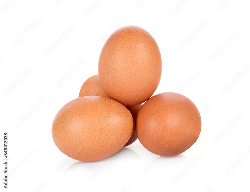 four chicken eggs isolated on white background four chicken eggs isolated on white background