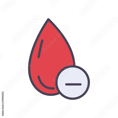Medical drop with minus symbol fill style icon vector design