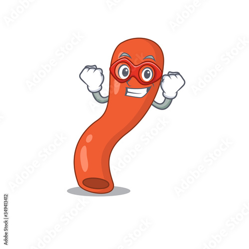 A cartoon drawing of appendix in a Super hero character