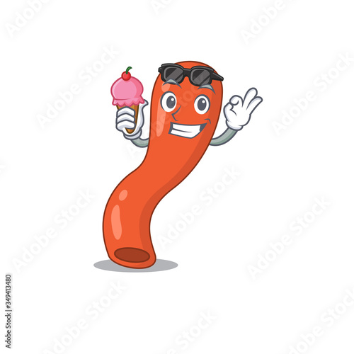 A cartoon drawing of appendix holding cone ice cream