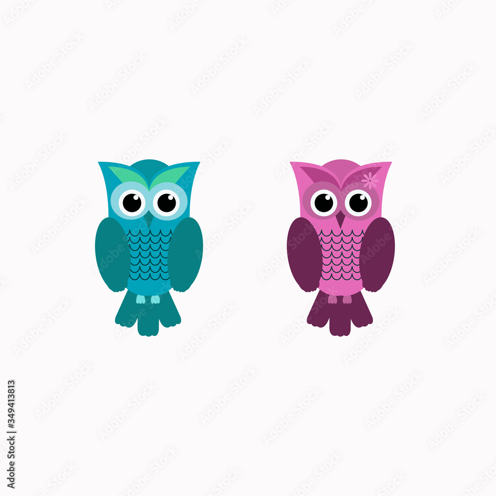Obraz premium Animal bird,couple owl bird vector