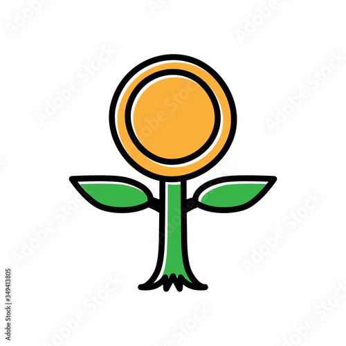 money plant hand drawn icon vector design