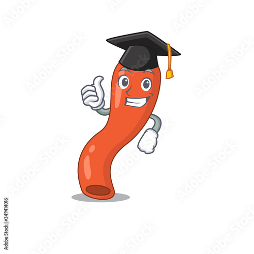 Happy proud of appendix caricature design with hat for graduation ceremony