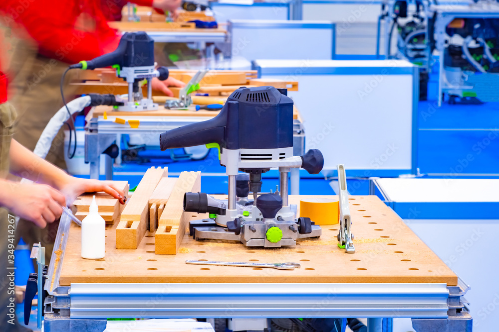 Joinery. Training in carpentry. Equipment for wood processing. Woodworking machines. Manufacture of wood products. Workbenches with special equipment. Joinery. Training in carpentry. Equipment for wood processing. Woodworking machines. Manufacture of wood products. Workbenches with special equipment.