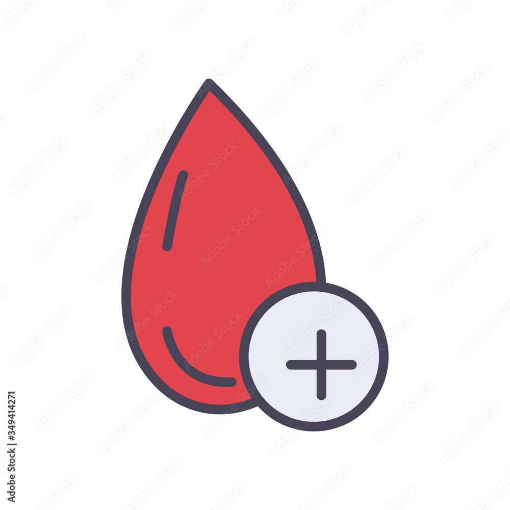 Medical drop with plus symbol fill style icon vector design Medical drop with plus symbol fill style icon vector design
