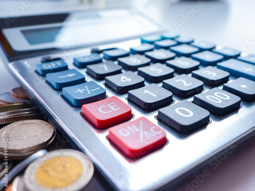 Calculator close-up on the ...
