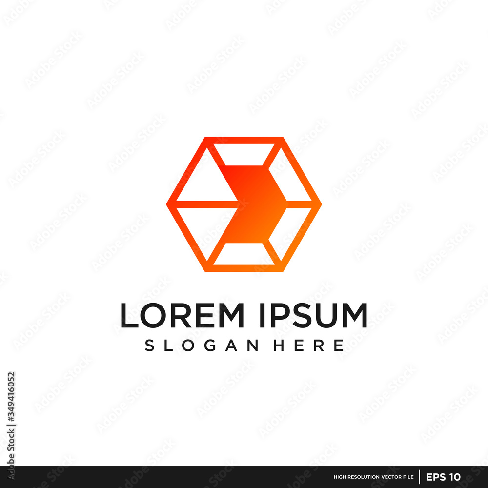Fototapeta premium Hexagon logo design inspiration, orange, gradient