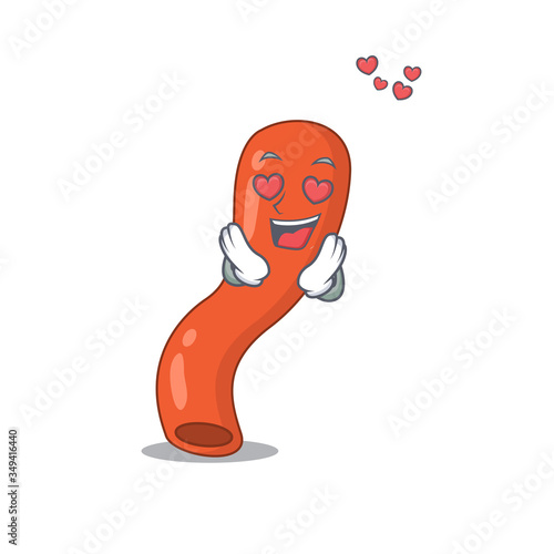 Romantic appendix cartoon character has a falling in love eyes