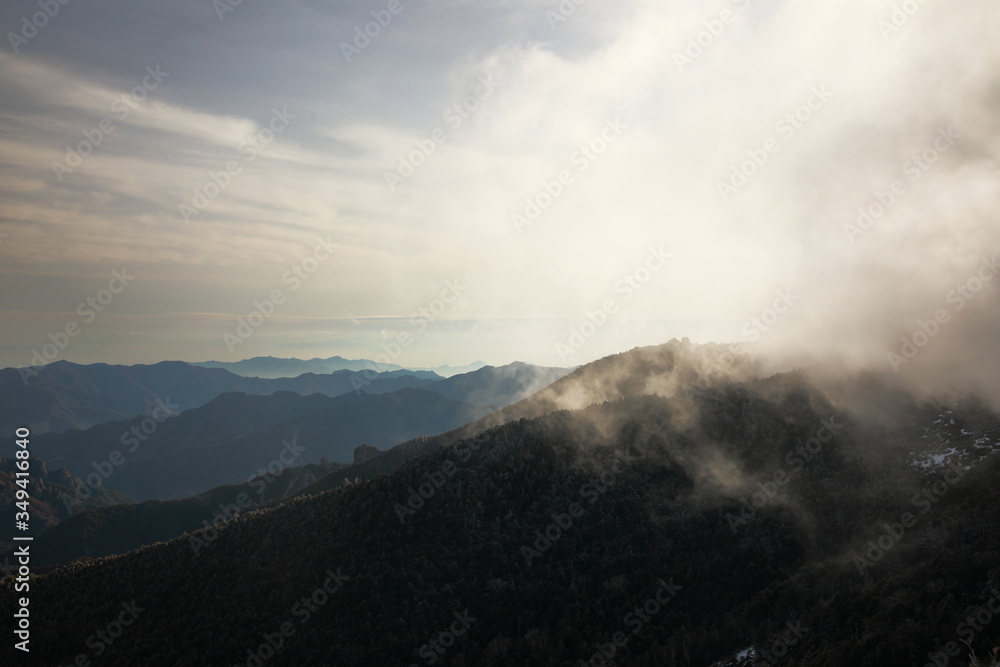 fog in mountains in the early morning fog in mountains in the early morning